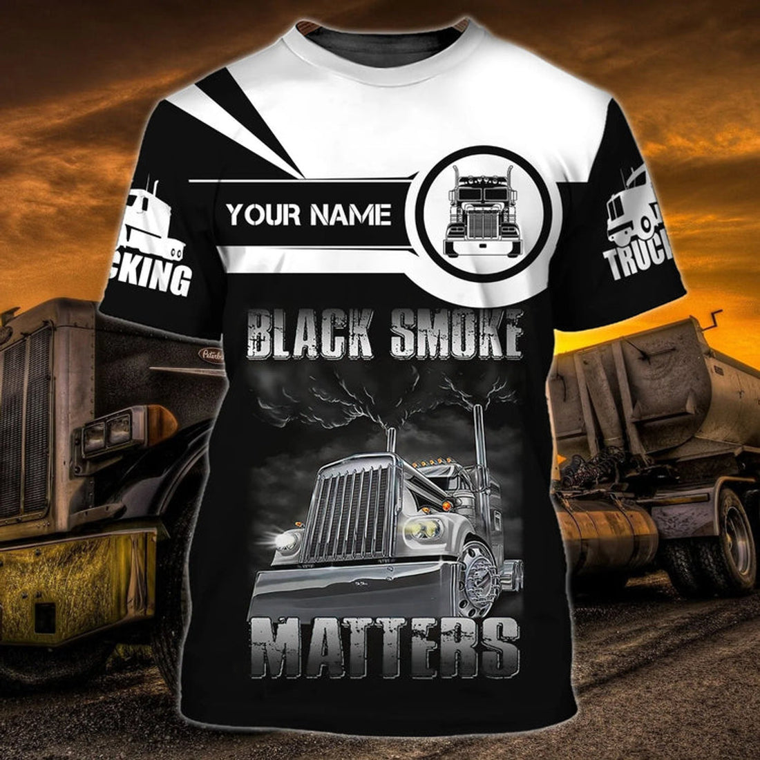 Custom Personalized Truck Driver T-Shirt Black Smoke Matters Gift For Trucker