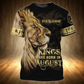 FUNSTUFFPRINT Kings Are Born In August - Personalized Name 3D T-Shirt