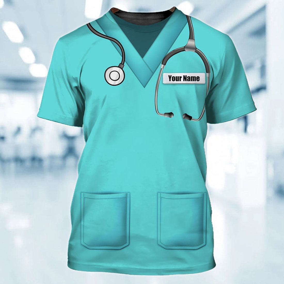 FUNSTUFFPRINT Custom Name 3D T-Shirt For Nurse Green 3D All Over Printed Nurse Shirse 3D T-shirt