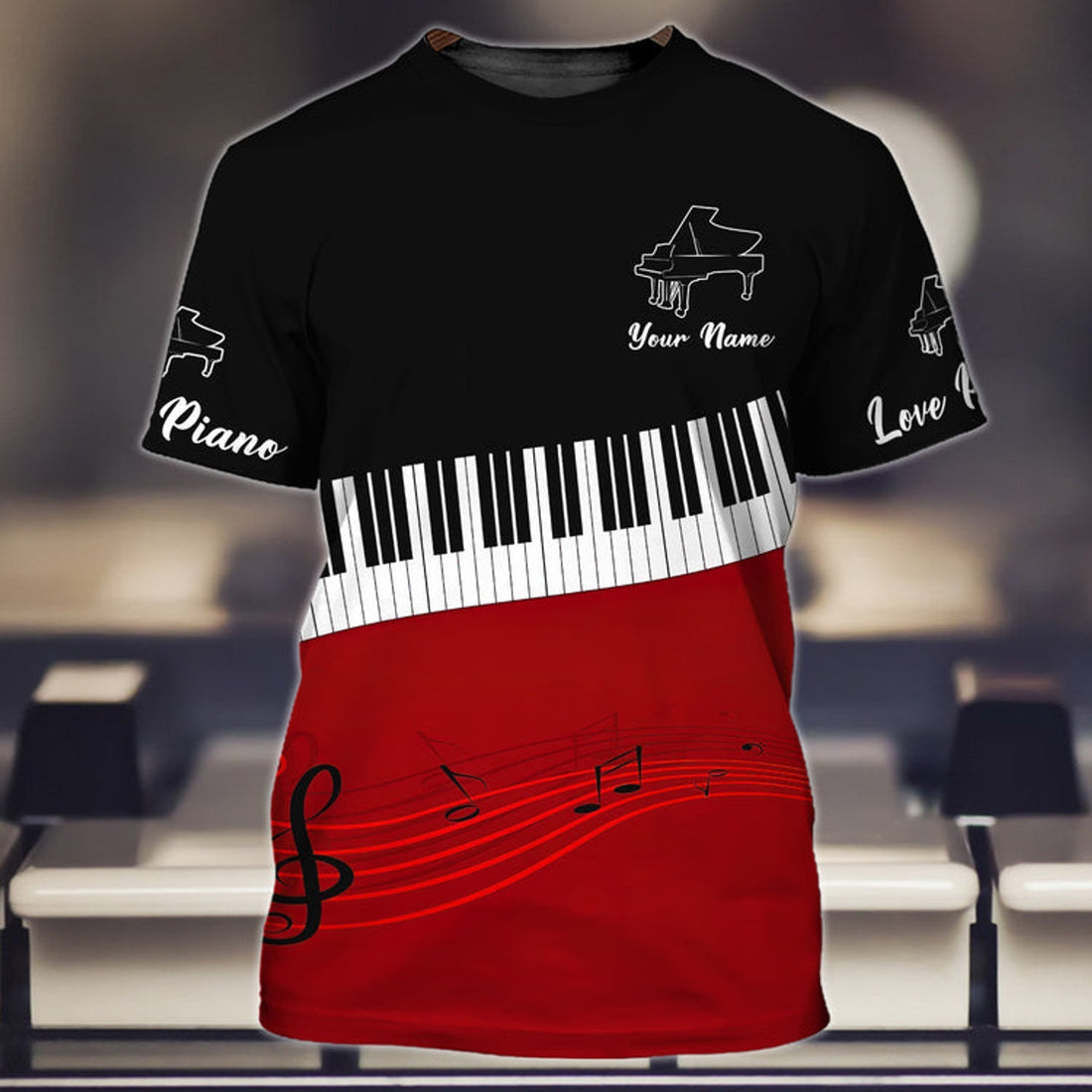 FUNSTUFFPRINT Customized Cool Piano T-Shirt For Men And Women, 3D Shirt For My Pianist Husband, Piano Shirt For Him Her 3D T-shirt