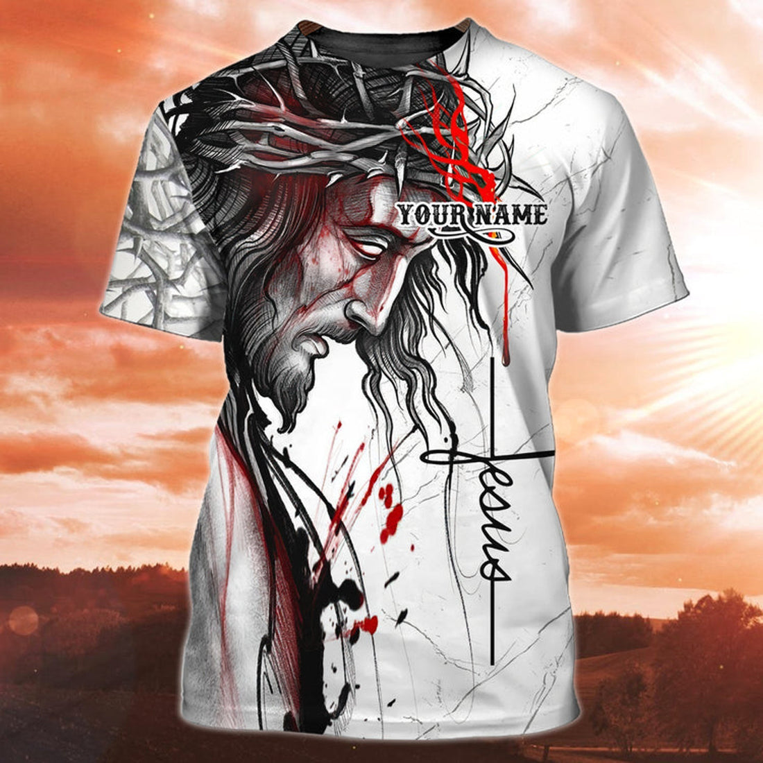 FUNSTUFFPRINT Custom Name Jesus My King T-Shirt Jesus My Lord T-Shirt Gift For Christian 3D T-shirt