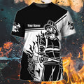 FUNSTUFFPRINT Custom Name Black Sublimation Fire Men Shirt, Firefighter Job T-Shirt, Firefighter Husband Gifts 3D T-shirt