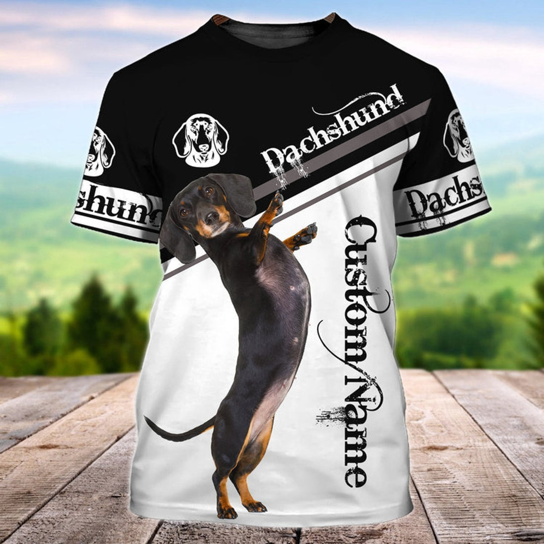 FUNSTUFFPRINT Custom 3D All Over Print T-Shirt For Dachshund Lover, Dachshund Tee Shirts Men Women 3D T-shirt