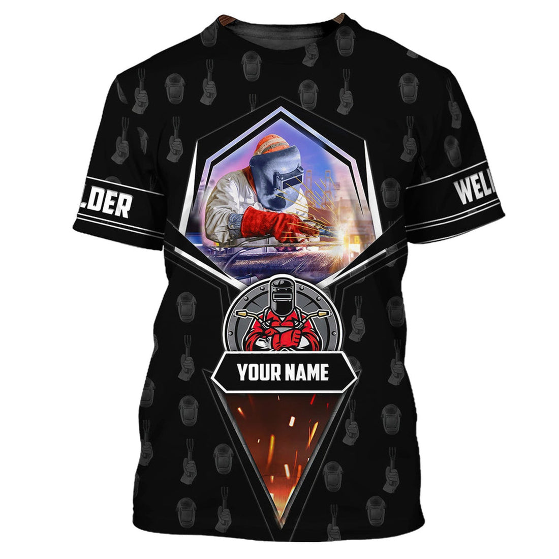 FUNSTUFFPRINT Custom Black Welder T-Shirt, I Love Welding Shirt 3D T-shirt
