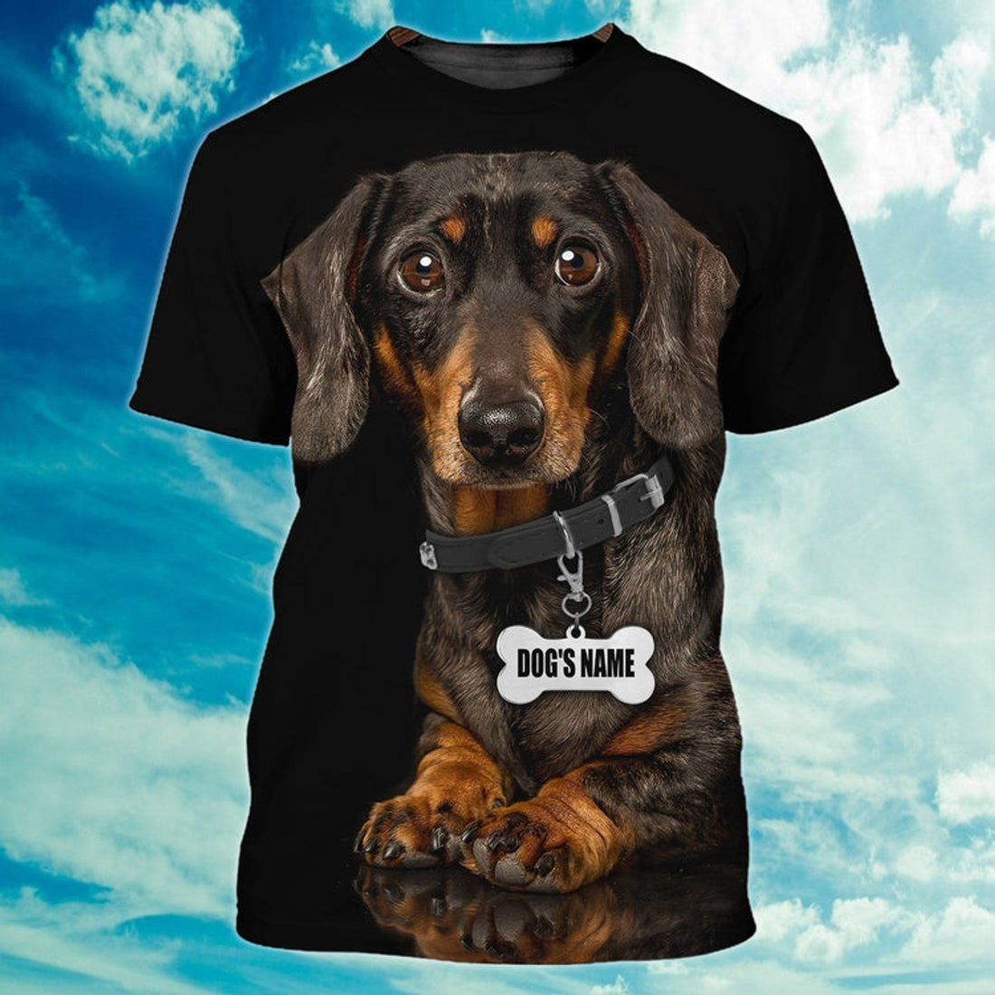 FUNSTUFFPRINT Custom Name Love Dachshund 3D Full Printed T-Shirt, Black Shirt For Dog Lovers 3D T-shirt