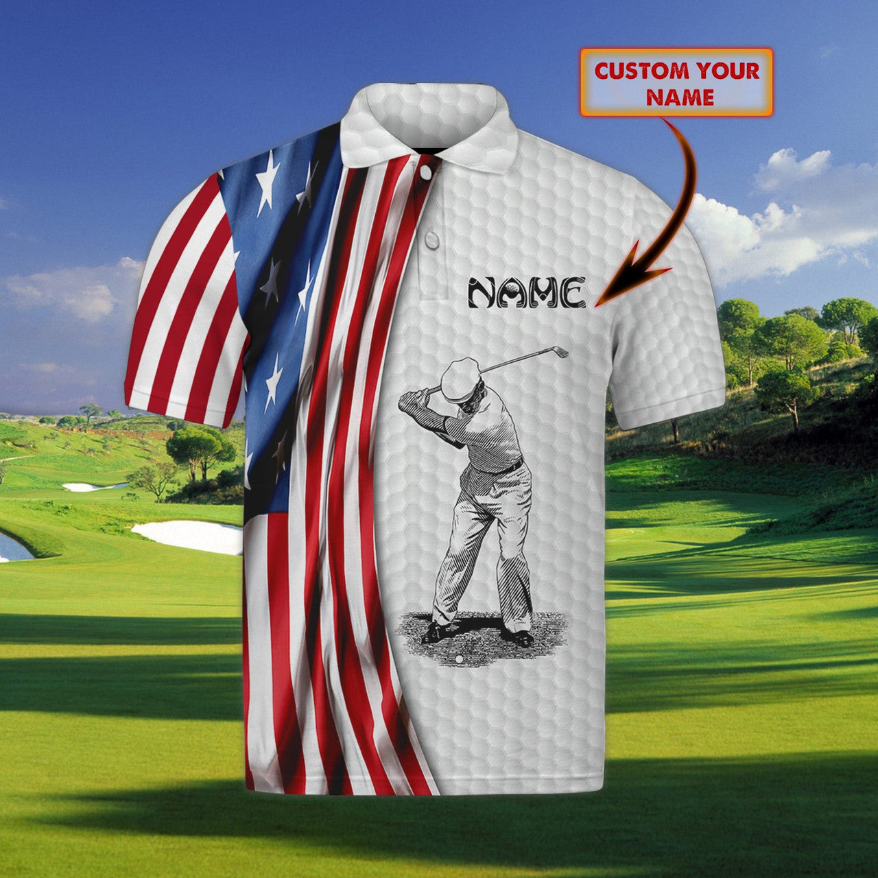 FUNSTUFFPRINT Golf - Personalized Name 3D Polo Shirt
