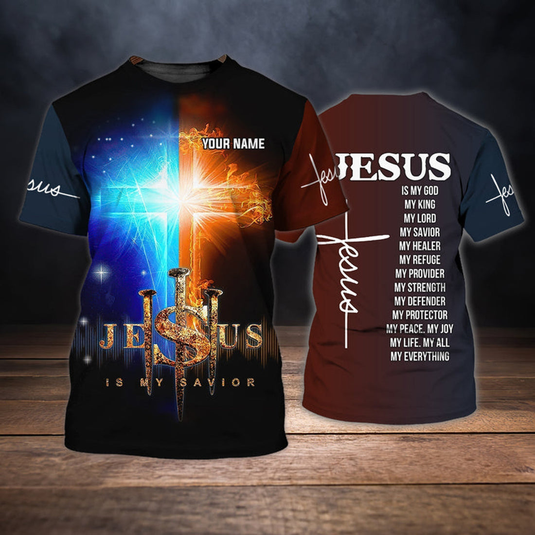 FUNSTUFFPRINT Customized Jesus Is My Savior T-Shirt Gift For Christian 3D T-shirt
