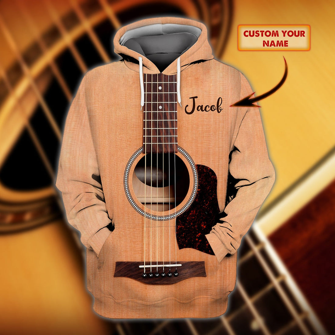 FUNSTUFFPRINT Guitar - Personalized Name - Dah 73 3D Hoodie and Zip Hoodie
