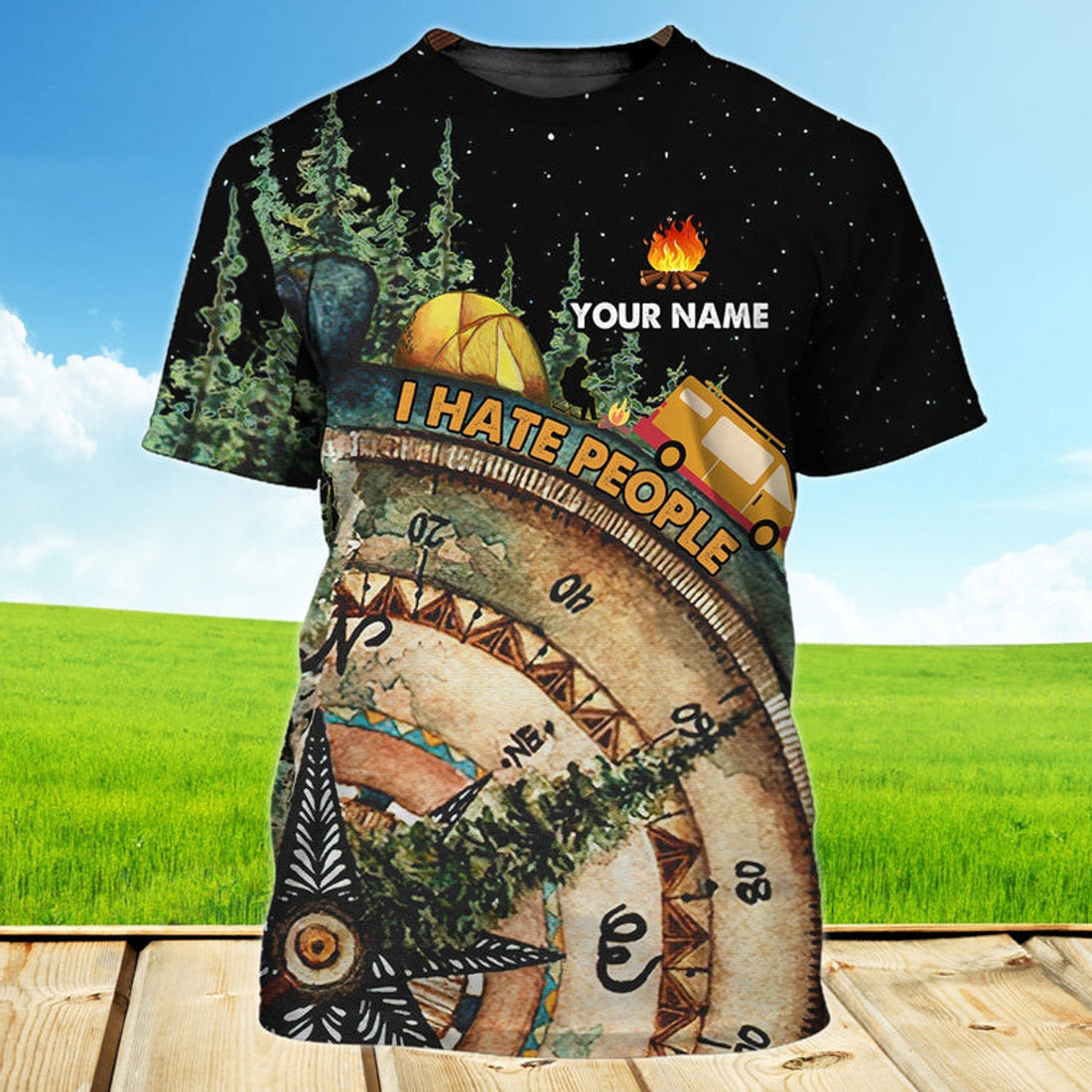 FUNSTUFFPRINT Customized Camping T-Shirt For Men And Women, Unisex 3D All Over Printed Camping Shirt 3D T-shirt