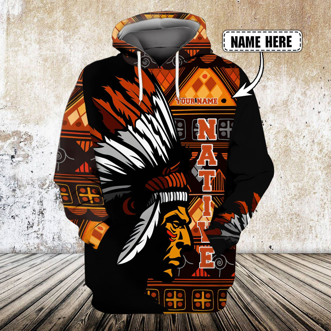 FUNSTUFFPRINT NATIVE PRIDE - Personalized Name 3D Hoodie and Zip Hoodie