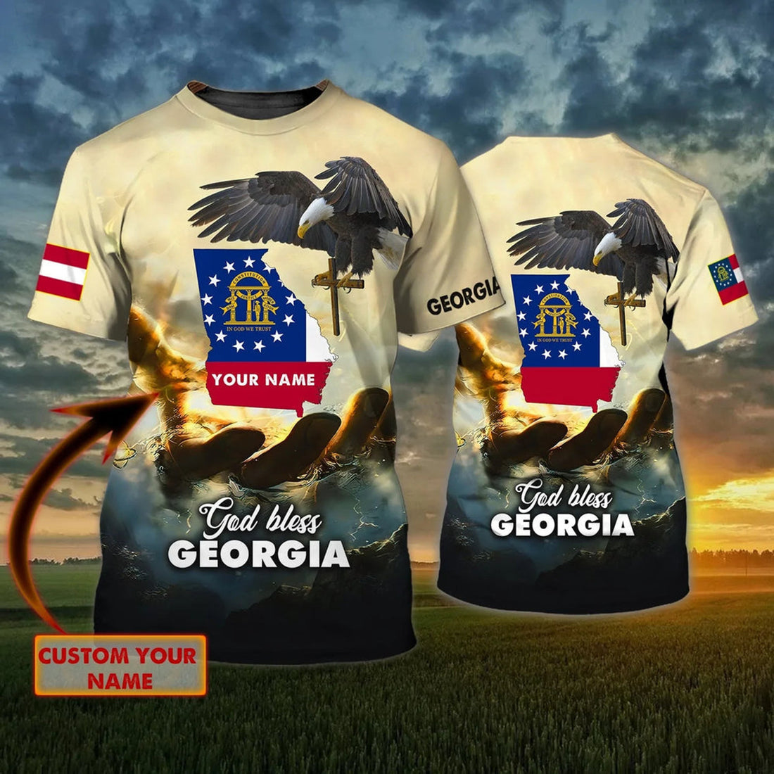 Custom Name God Bless Georgia T-Shirt Georgia T-Shirt Gift For Christian T-Shirt