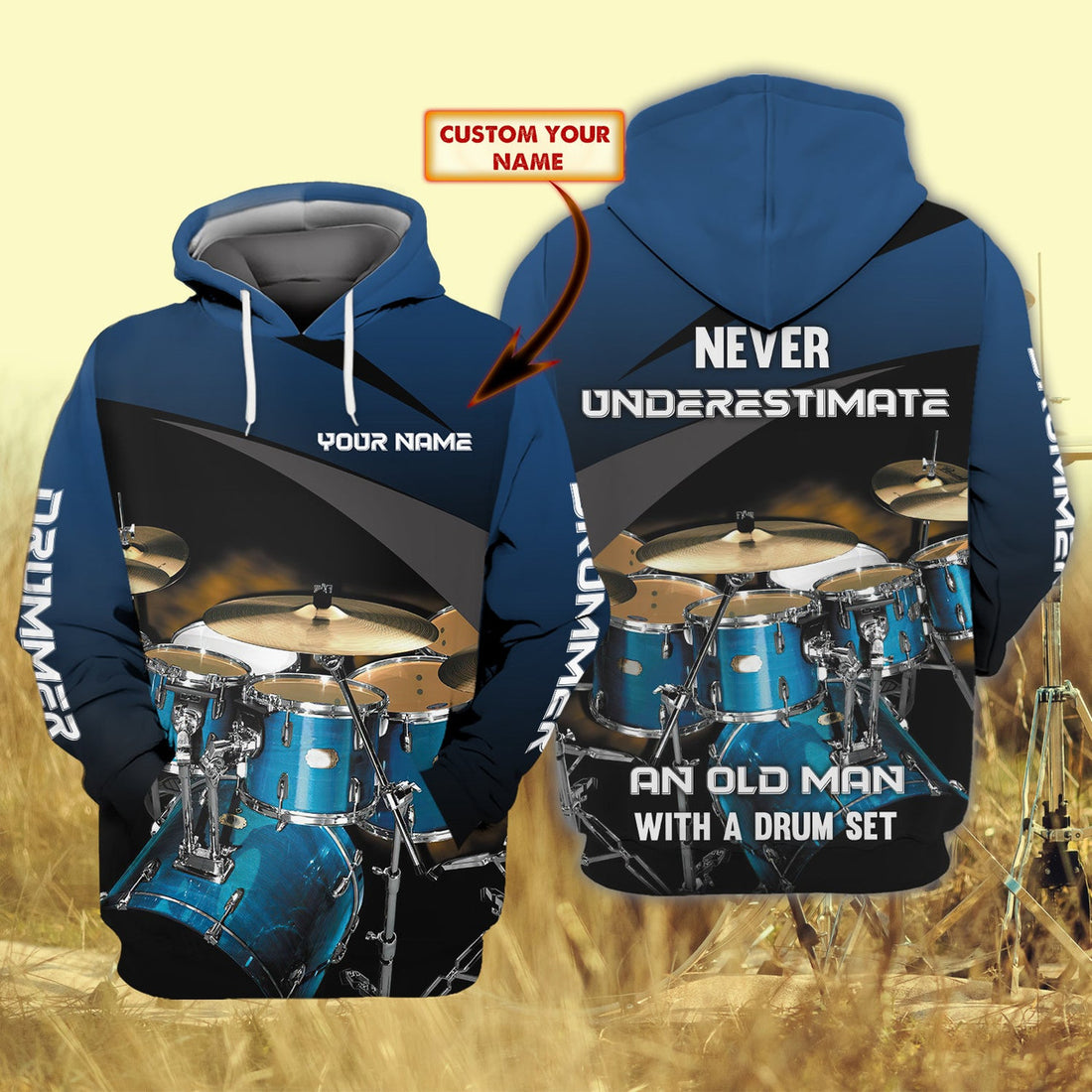 FUNSTUFFPRINT Custom Drummer 3D Hoodie and Zip Hoodie