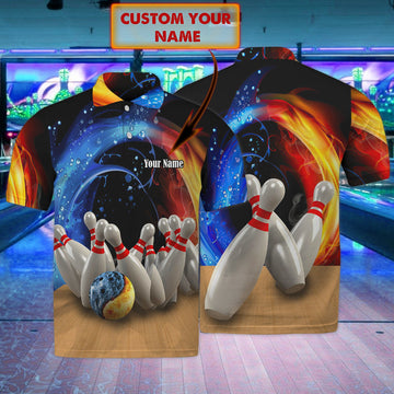FUNSTUFFPRINT BOWLING 3D All Over Print Polo Shirt Size S-5XL