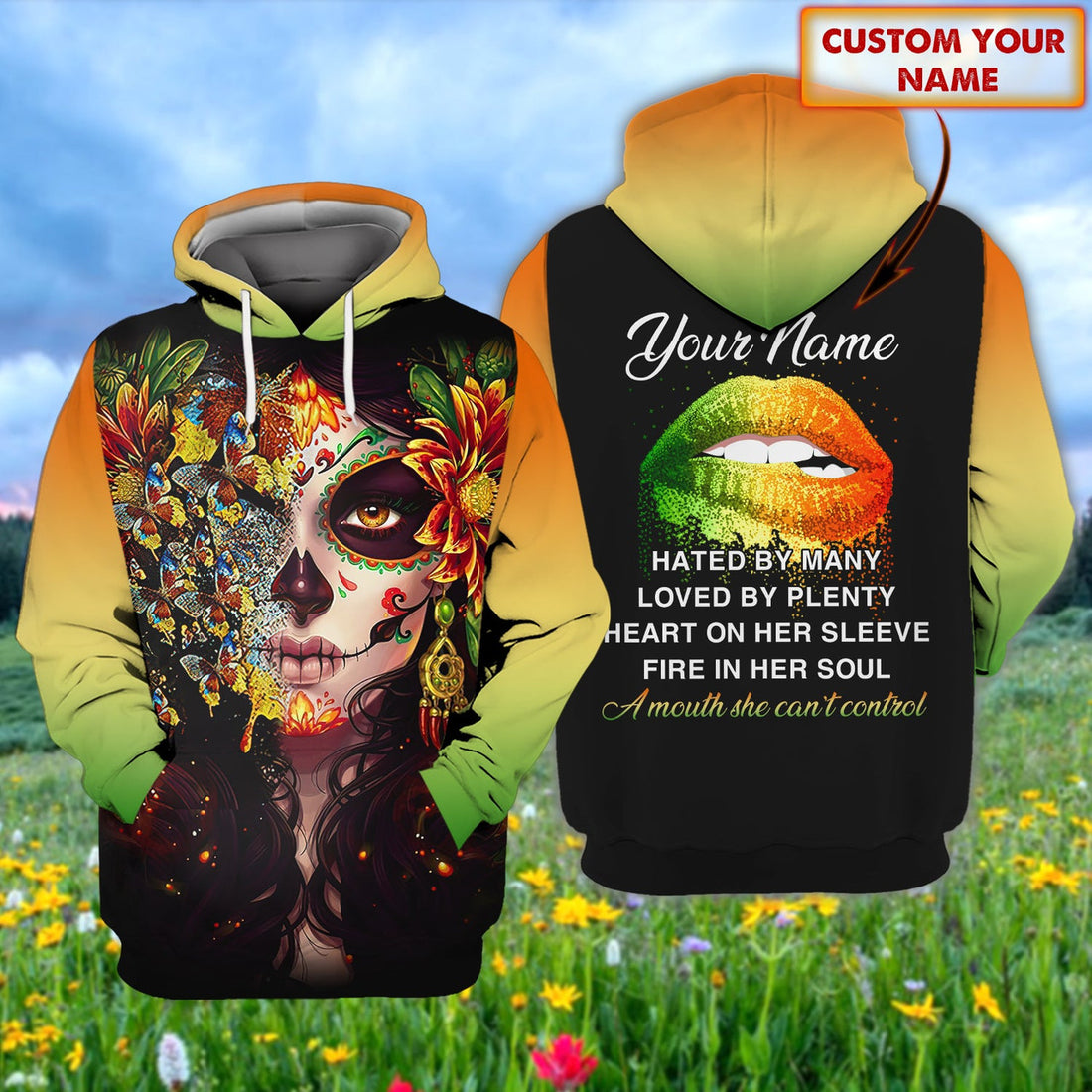 FUNSTUFFPRINT Custom Name-Hoodie-Skull girl 3D Hoodie and Zip Hoodie