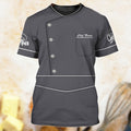 FUNSTUFFPRINT Custom Name Grey T-Shirt For A Master Chef Cooking Lover Chef Uniform 3D T-shirt