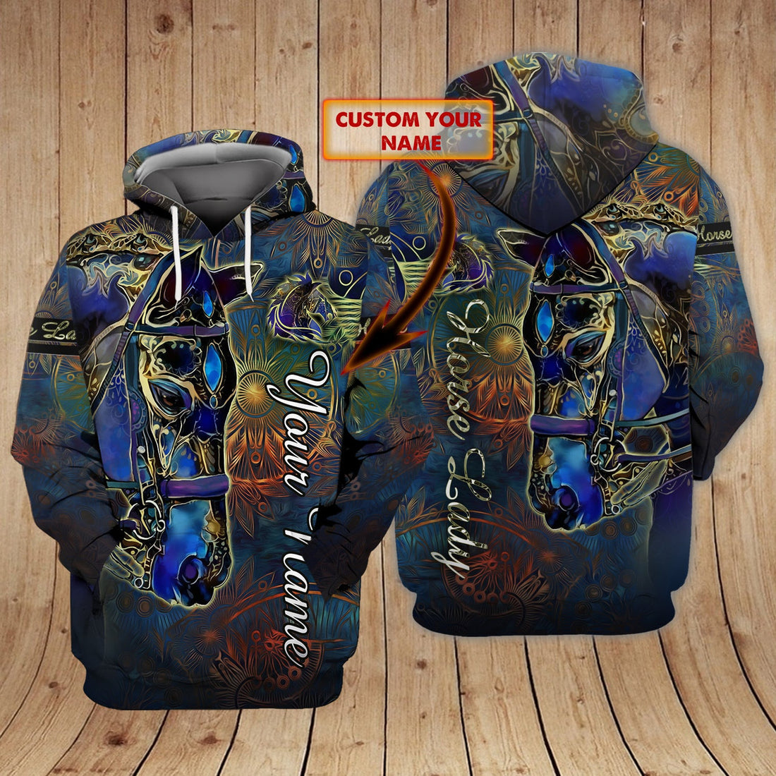 FUNSTUFFPRINT Horse Lady -Personalized Gifts For Horse Lovers 3D Hoodie and Zip Hoodie
