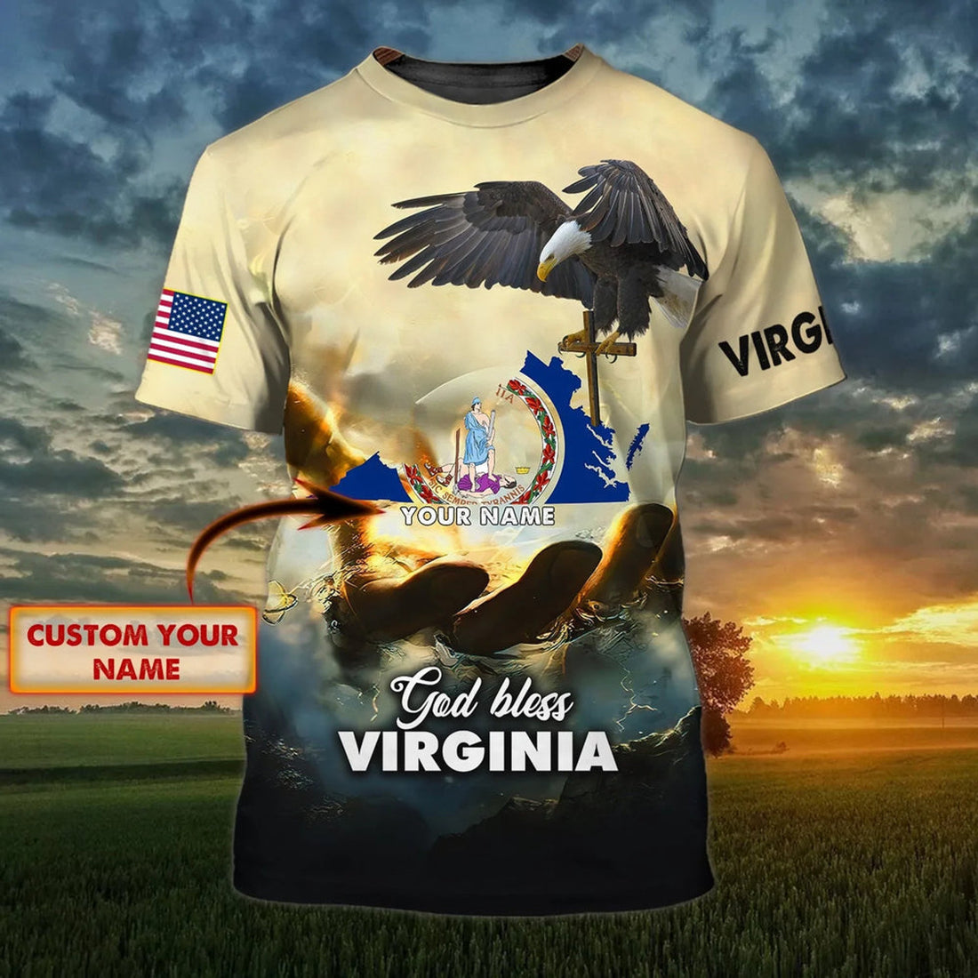 Customized God Bless Virginia T-Shirt Virginia T-Shirt Gift For Christian Jesus Shirt