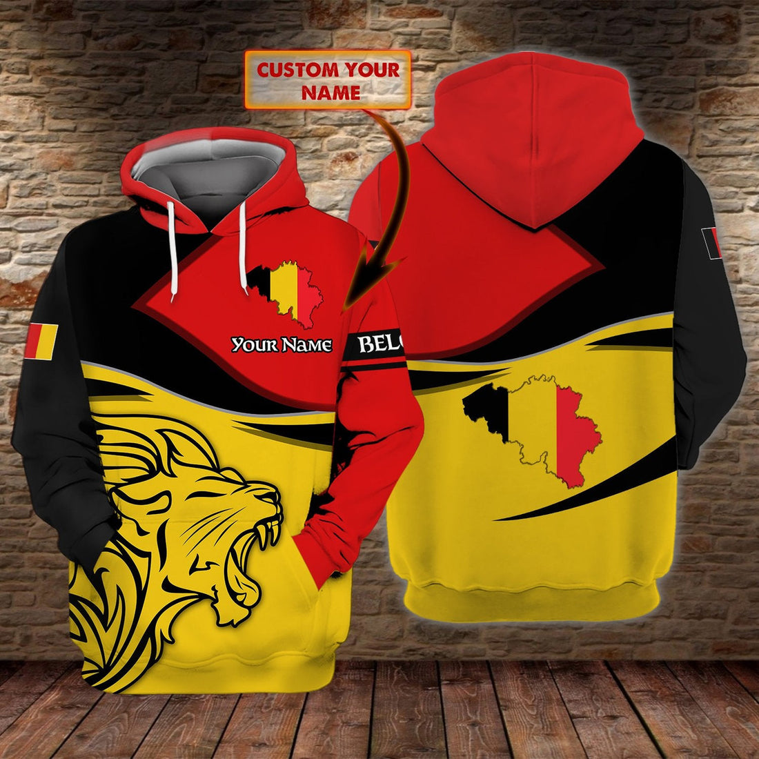 FUNSTUFFPRINT Belgium - Personalized Name 3D Hoodie and Zip Hoodie