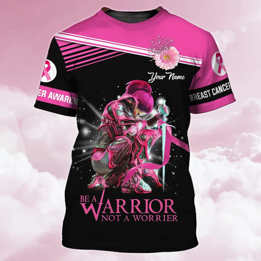 FUNSTUFFPRINT Custom Breast Cancer Awareness Women Shirt, To My Wife Breast Cancer Shirt, Daughter Breast Cancer Survivor Gift 3D T-shirt