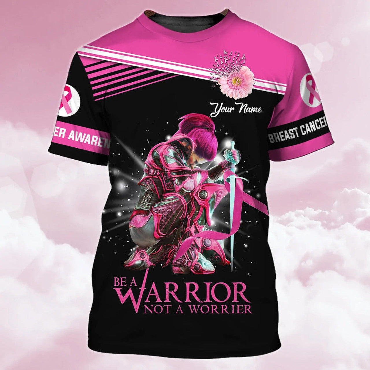 FUNSTUFFPRINT Custom Breast Cancer Awareness Women Shirt, To My Wife Breast Cancer Shirt, Daughter Breast Cancer Survivor Gift 3D T-shirt