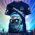FUNSTUFFPRINT Customized Blue Skull Dj T-Shirt, Men's Dj Shirt, Dj Lover Gift 3D T-shirt