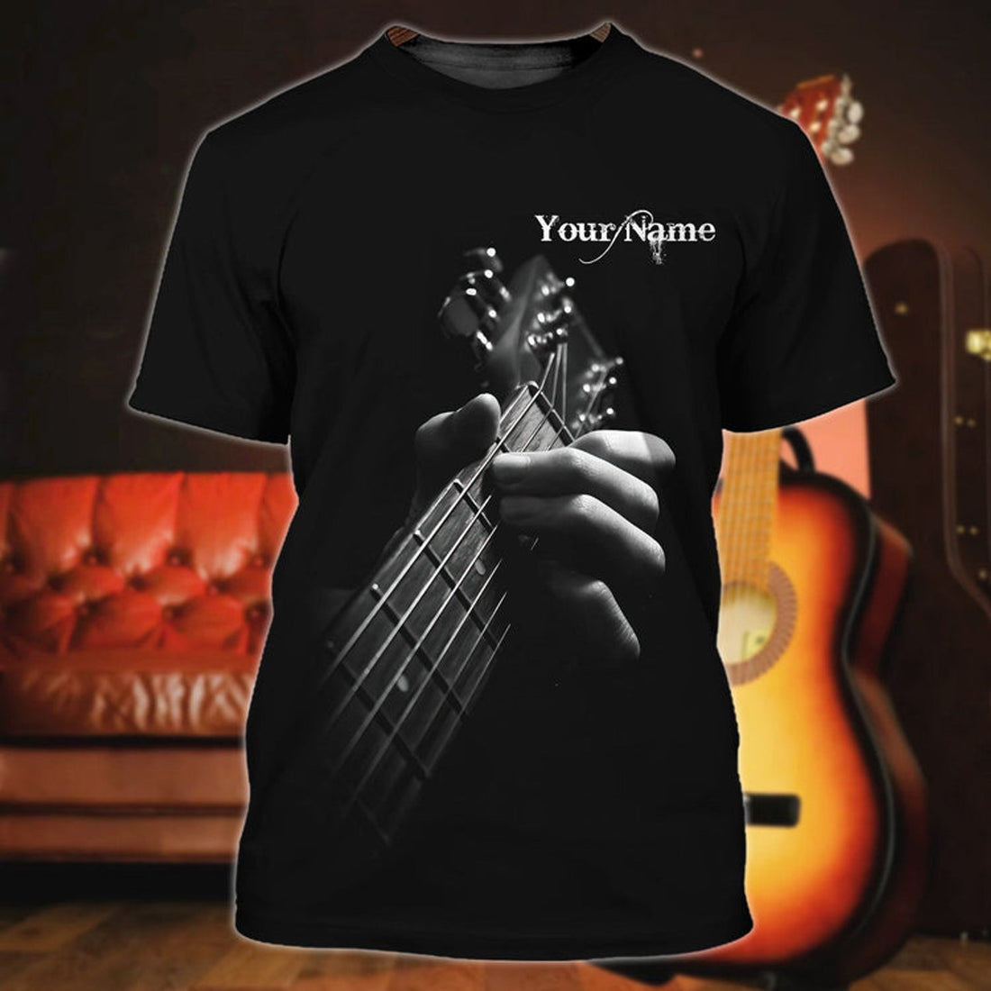 FUNSTUFFPRINT Personalized 3D Playing Guitar Shirt, Guitar Sublimation Shirt For Music Lovers 3D T-shirt