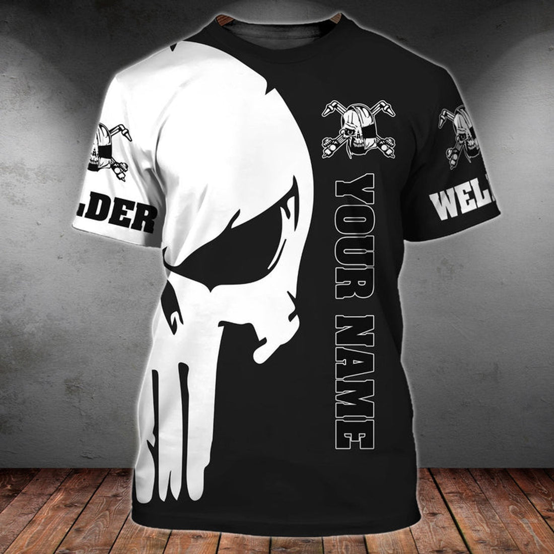 FUNSTUFFPRINT Custom Skull Welder Shirt, Welding Shirt With Skulls Pattern 3D T-shirt