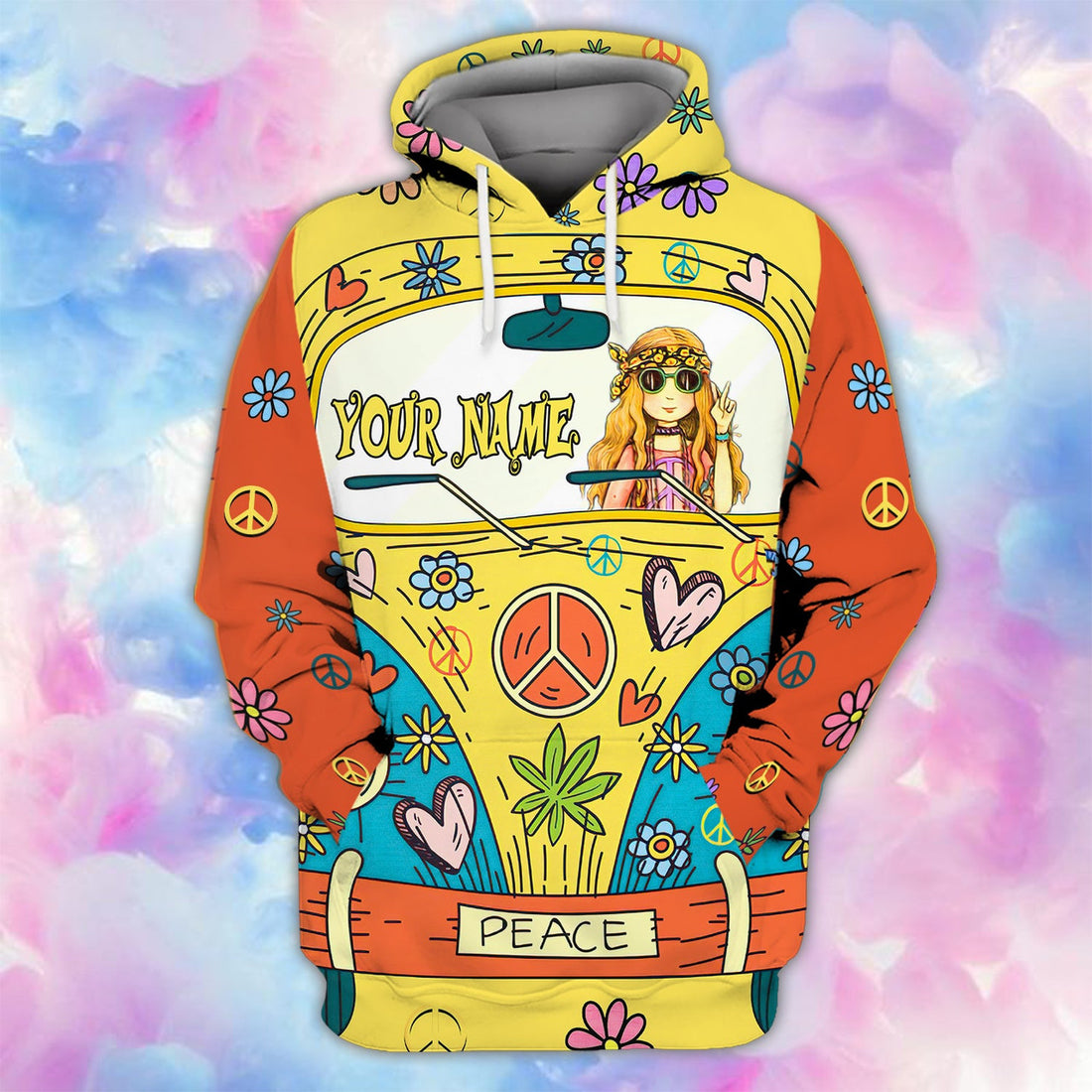 FUNSTUFFPRINT Custom Name-Hoodie-Hippie 3D Hoodie and Zip Hoodie