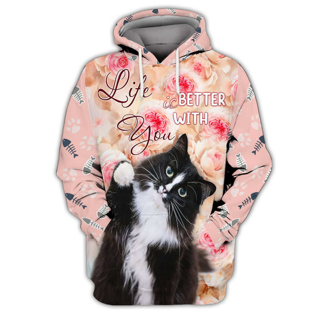 FUNSTUFFPRINT Love Cat,For Cat Lover, Full Print 3D Hoodie and Zip Hoodie