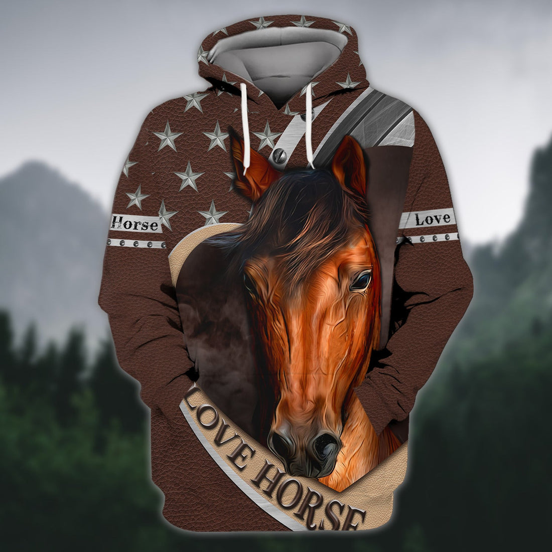 FUNSTUFFPRINT Brown Horse 3D Shirts Design, Love Horse 3D Hoodie and Zip Hoodie