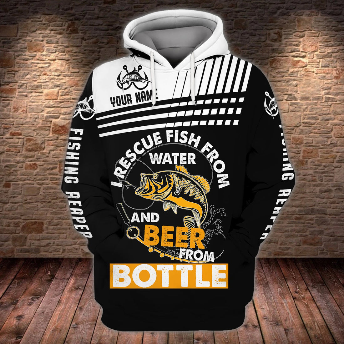 FUNSTUFFPRINT Fishing And Beer - Personalized Name - Dah 57 3D Hoodie and Zip Hoodie