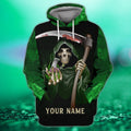 FUNSTUFFPRINT FGREEN SKULL - Personalized Name 3D Hoodie and Zip Hoodie