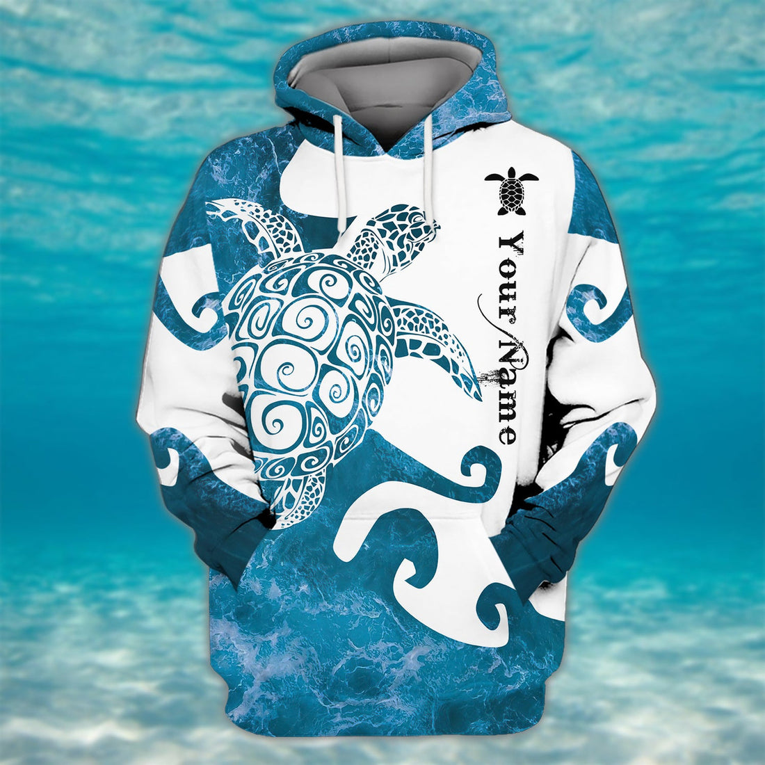 FUNSTUFFPRINT Love Turtle - Personalized Name 3D Hoodie and Zip Hoodie
