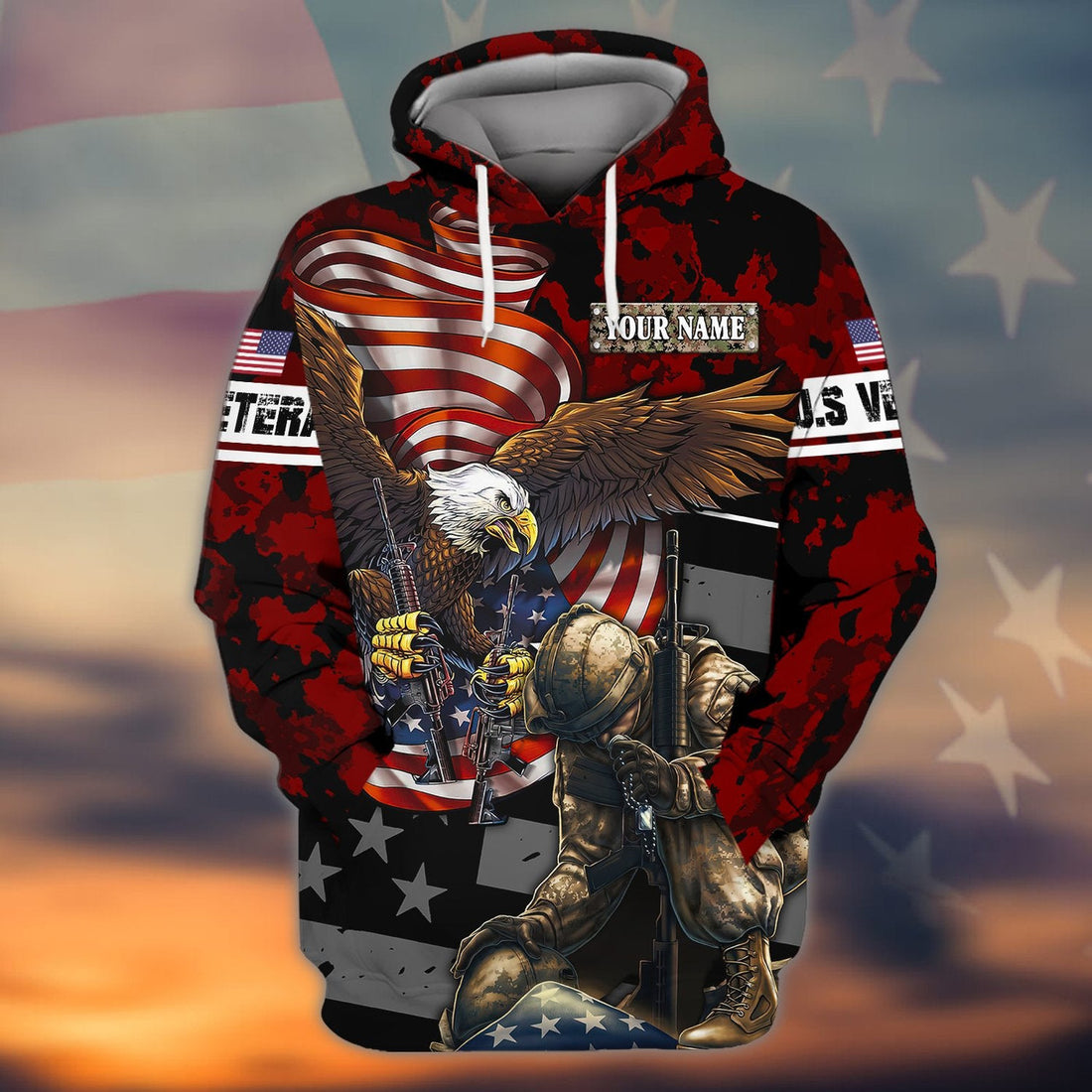 FUNSTUFFPRINTVeteran - Personalized Name 3D Hoodie and Zip Hoodie