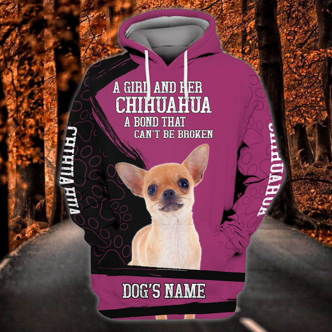 FUNSTUFFPRINT Chihuahua - Personalized Name 3D Hoodie and Zip Hoodie
