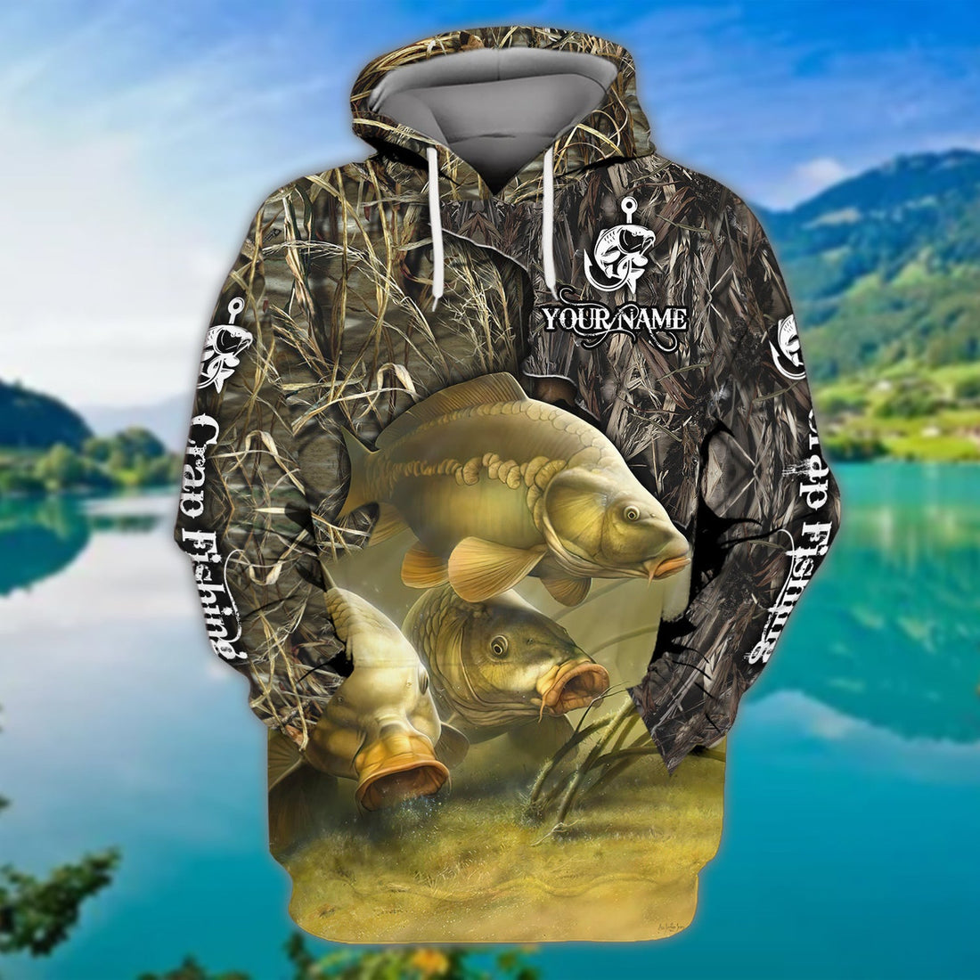 FUNSTUFFPRINT Crap Fishing - Personalized Name 3D Hoodie and Zip Hoodie