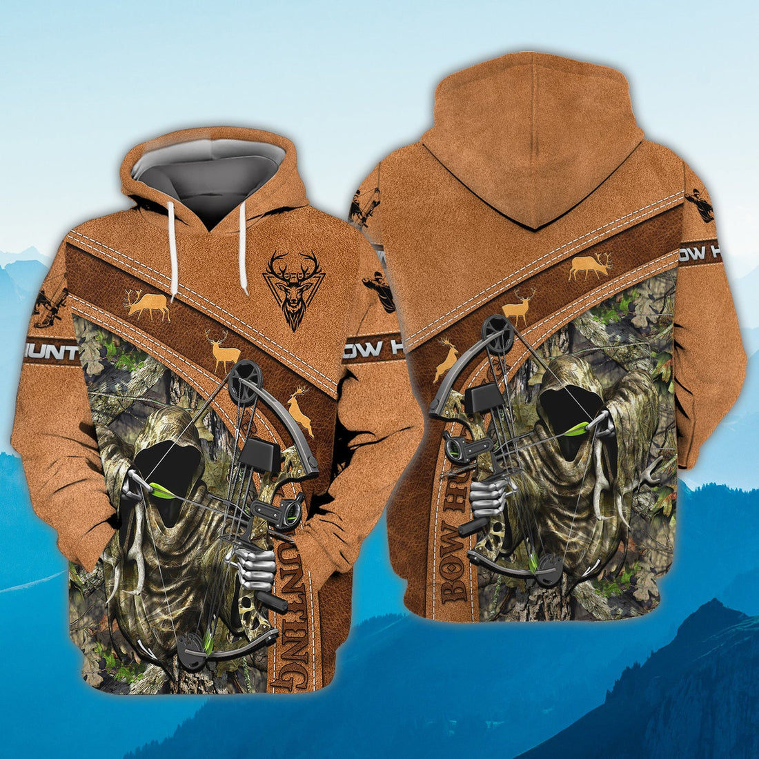 FUNSTUFFPRINT Bow Hunting 3D Hoodie and Zip Hoodie
