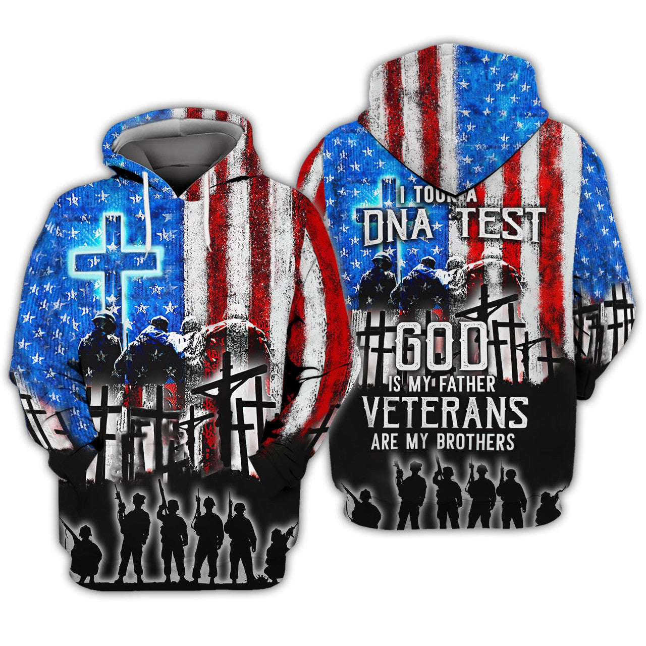 FUNSTUFFPRINT GOD IS MY FATHER - VETERAN ARE MY BOTHERS 3D Hoodie and Zip Hoodie