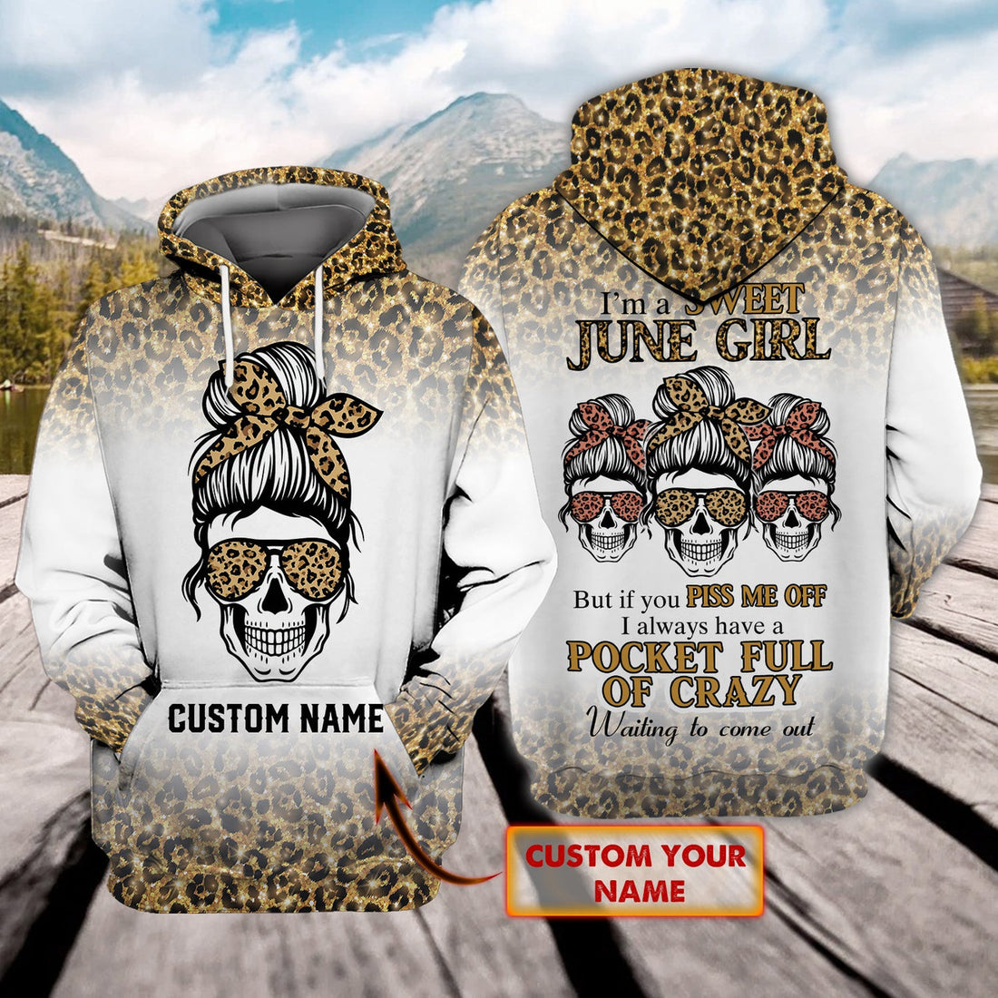 FUNSTUFFPRINT Sweet June Girl - Personalized Name 3D Hoodie and Zip Hoodie