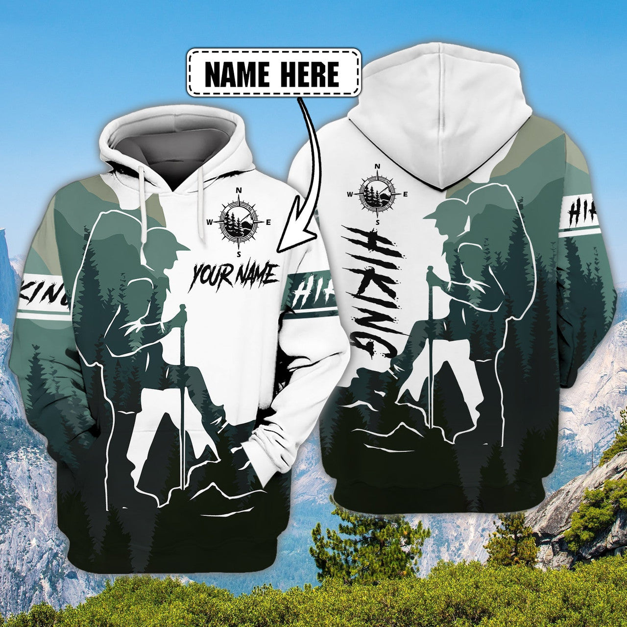 FUNSTUFFPRINT Hiking- Personalized Name 3D Hoodie and Zip Hoodie