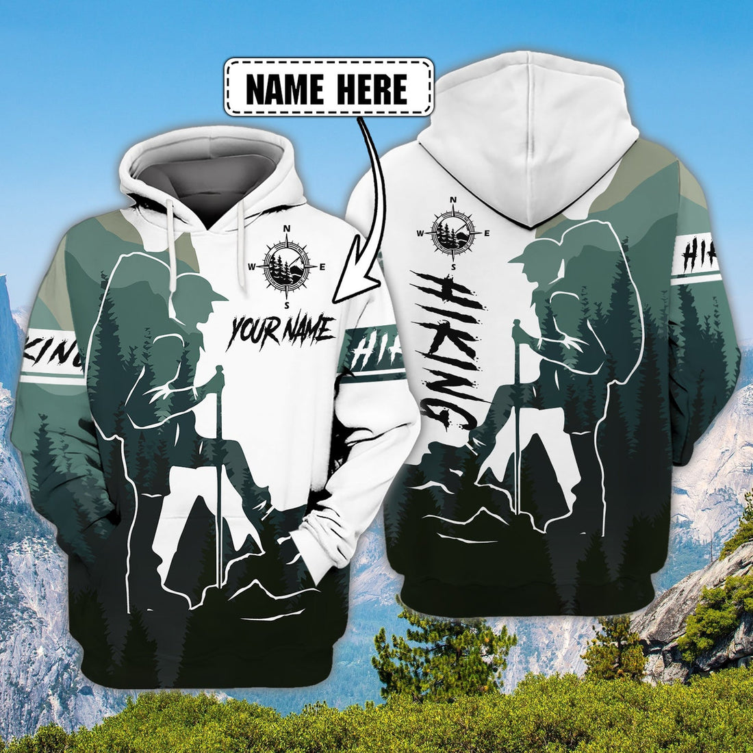 FUNSTUFFPRINT Hiking- Personalized Name 3D Hoodie and Zip Hoodie