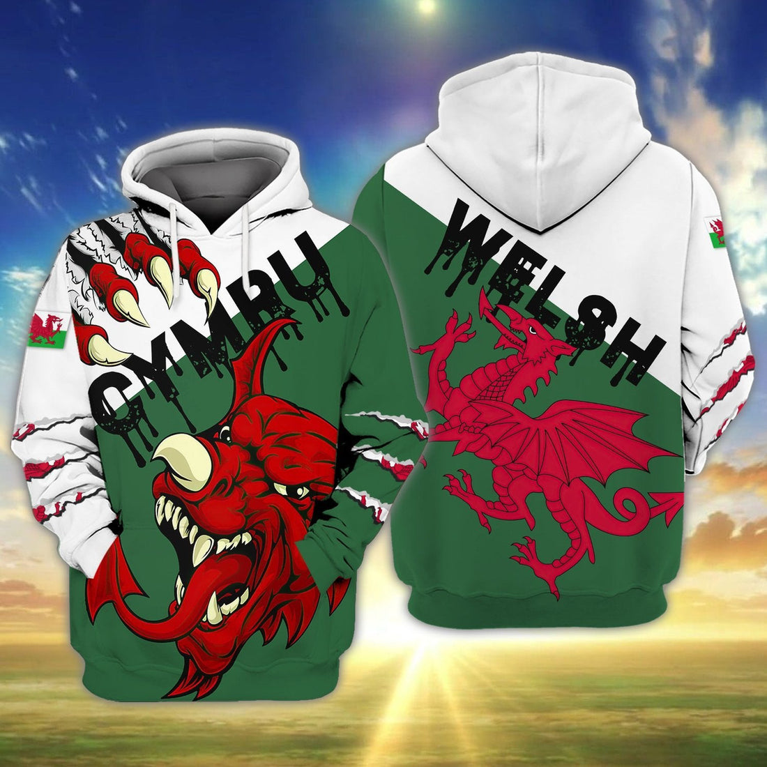FUNSTUFFPRINT WELSH 3D Hoodie and Zip Hoodie