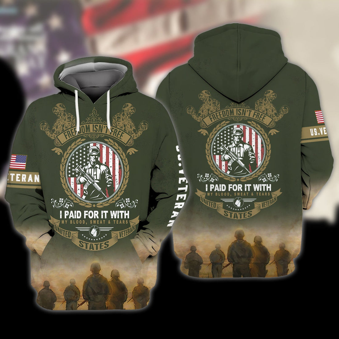 FUNSTUFFPRINT VETERAN-1110 3D Hoodie and Zip Hoodie