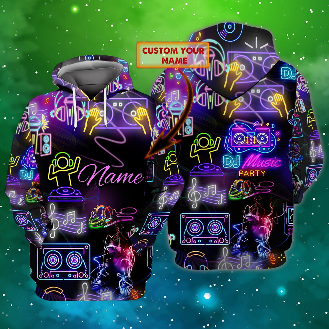 FUNSTUFFPRINT Personalized Name -Dj 3D Hoodie and Zip Hoodie
