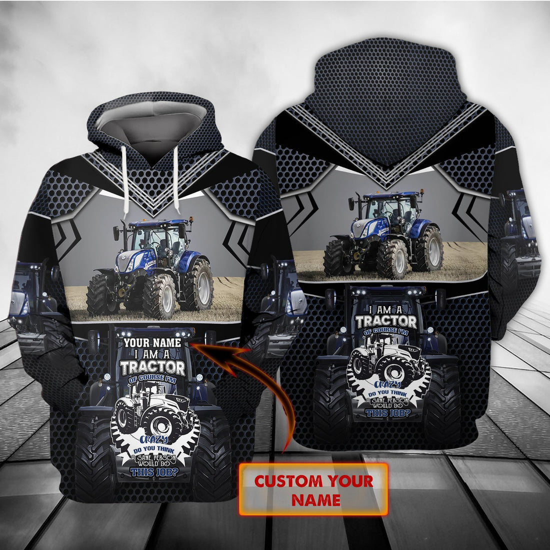 FUNSTUFFPRINT Im A Tractor - Personalized Name 3D Hoodie and Zip Hoodie