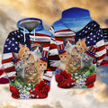 FUNSTUFFPRINT Cat - US Flag 3D Hoodie and Zip Hoodie