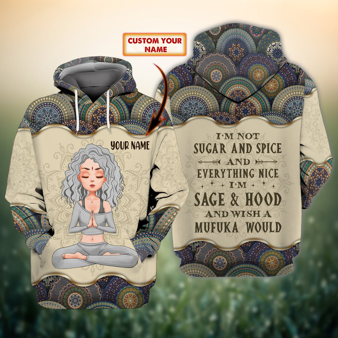 FUNSTUFFPRINT Yoga - Personalized Name - Nmd 114 3D Hoodie and Zip Hoodie