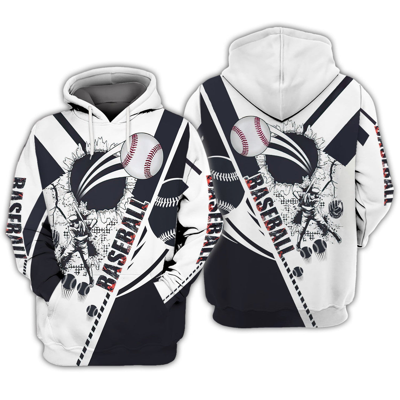 FUNSTUFFPRINT BASEBALL - 3D Full Print 3D Hoodie and Zip Hoodie