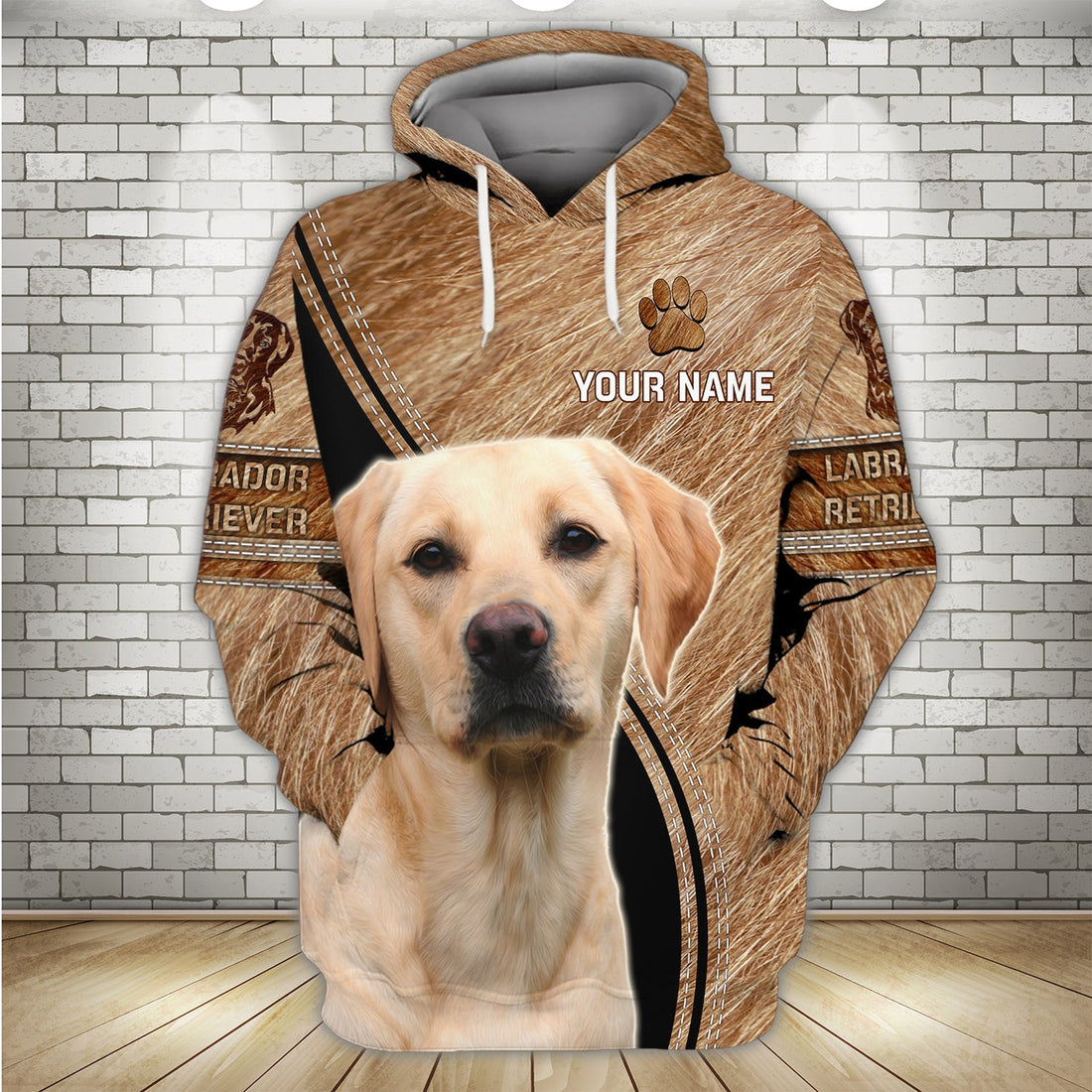 FUNSTUFFPRINT Never Walk Alone Labrador Retriever - Personalized Name 3D Hoodie and Zip Hoodie