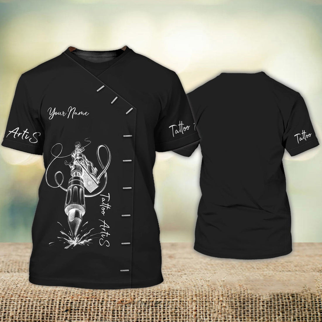 FUNSTUFFPRINT Custom 3D Tattoo Artist Black Shirt Love Tattoo Tee Shirt Tattoo Shop Uniform Gifts 3D T-shirt